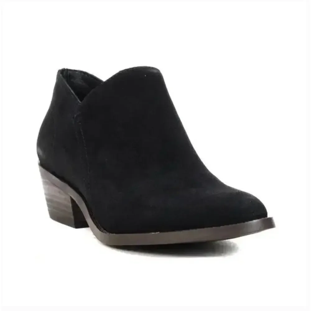 Lucky Brand Fanky Suede Boots 9 Black NWT Ankle Booties Boho Western
